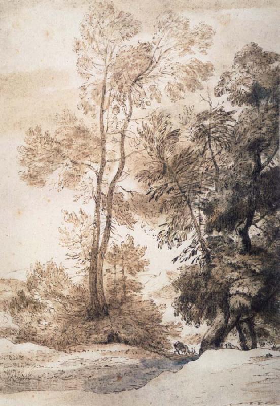 John Constable Landscape with trees and deer,after Claude july 1825 Germany oil painting art